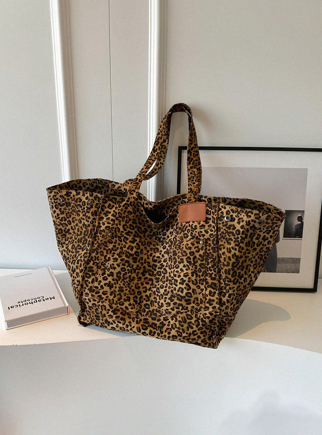 Large Leopard Canvas Tote Bag