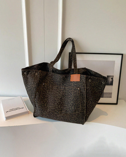 Large Leopard Canvas Tote Bag