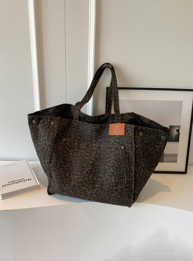 Large Leopard Canvas Tote Bag