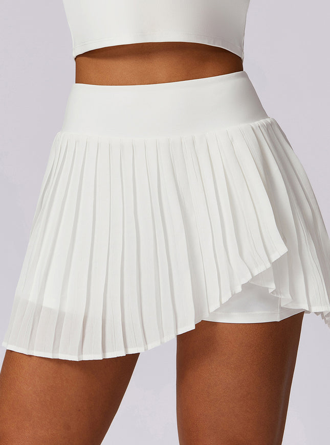 High Waisted Pleated Pocket Skort