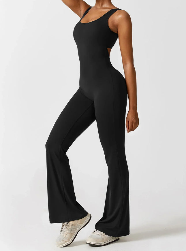 Flared-Leg Scrunch-Bum Jumpsuit