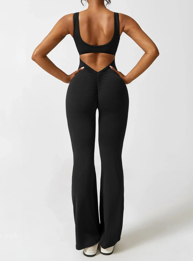 Flared-Leg Scrunch-Bum Jumpsuit